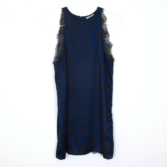 Zara W&B Collection Leopard Satin Lace Trim Sheath Mini Dress Womens Size Medium - Picture 2 of 8